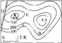 读"等高线地形图,完成第6～7题.